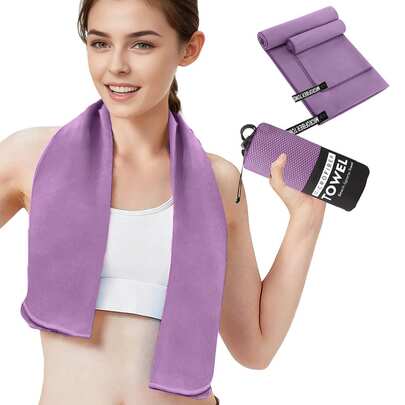 1 pieza/2 piezas Toalla deportiva de secado rápido para exteriores, toalla de gimnasio suave y cómoda, toalla de microfibra para camping, toalla de viaje, toalla de piscina, toalla de playa, adecuada para camping al aire libre, natación, fitness, playa