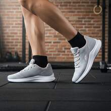 Tênis Feminino Sneakers Confortável e Leve para Corrida e Academia - Cinza/Rosa - Visão 1