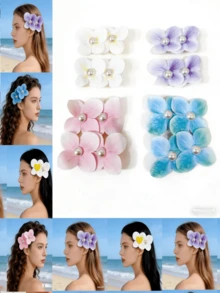1pc Butterfly Orchid Flower Hair Clip, Sweet Girly Side Bangs Hairpin, Versatile Fashion Accessory Suitable For Beach, Photo Shoot, Date, Outdoor, Casual Wear, Hair Claws, Hair Slide, Hair Barrettes - Multicolor - View 2