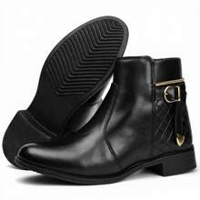 Women's Dress Boot With Lined Side Zipper And Low Heel - 黑色 - 查看 9