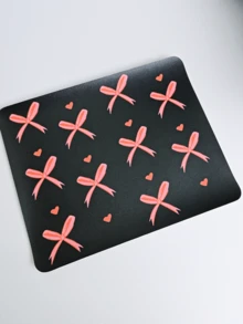 Tấm lót chuột hình nơ đen dễ thương, kích thước 26*21cm, hình vuông/trái tim, chất liệu PU chống trượt, dùng cho văn phòng/máy tính/laptop, quà tặng Giáng sinh/Năm mới 2026 (Không bao gồm chuột) - Xem 2
