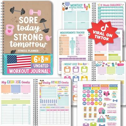 Fitness Journal For Women - Workout Journal For Women, Food And Fitness Journals, Undated Workout Log Book Planner, Exercise And Gym Journals, Exercise Planner Weight Loss Tracker