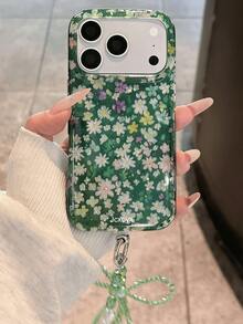 Cute Daisy Spring Flower Bling Sequins Phone Case Compatible With IPhone 17 Pro Max 17 Pro 17 16 Pro Max 16 Pro 16 15 Pro Max 15 Pro 15 14 Pro Max 14 Pro 14 13 Pro Max 13 Pro 13 12 Pro Max 12 Pro 12 11 Lovely Floral Shockproof Soft Back Cases With Glitter Bling Rhinestone Bracelet - Light Green Floral - View 5