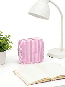 Personalized Embroidered Striped Canvas Cosmetic Bag - Customized Name Striped Ladies Makeup Bag, Bridesmaid Gift Embroidered Makeup Bag, Travel Makeup Organizer Bag, Bridal Shower Gift Makeup Bag - Multicolor - View 15