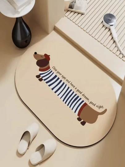 1件可爱腊肠犬硅胶地垫，室内门垫，浴室垫，厨房垫，吸水速干，房间装饰，防滑耐用，可裁剪，易清洁，可水洗地毯，家居装饰，地板装饰，地板保护