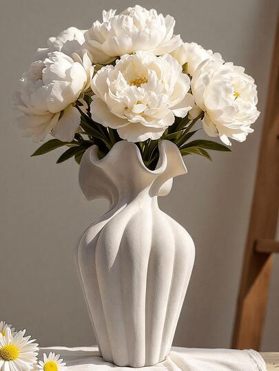 Matte Milky White Sculptural Vase, Modern Decorative Floor And Tabletop Vase, Minimalist Nordic Style Home Decor, Elegant Living Room, Dining Table, Wedding And Christmas Centerpiece, Gift Idea, Best Friend Gift, Women Winter Gift