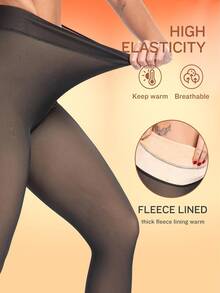 1pc 80g/220g/300g Women's Sexy Sheer Black Tights, Thermal Lined Pantyhose For Autumn/Winter, Suitable For Business & Sexy, Plus Size Leggings, Warm Lining Tights, Warm Leggings - Multicolor - View 3