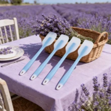 Small Silicone Spatula 8.2 Inch, 450°F Heat Resistant Flexible Scraper, Non-Stick Mini Turner For Precise Baking/Spreading/Mixing, Dishwasher Kitchen Tool (Pink/Lime/Mint Blue)[2/4 Packs] - Baby Blue - View 2