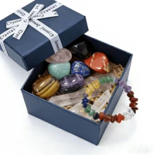 7pcs Wooden Box Set Of 7 Chakra Crystals & Healing Stones, Spiritual Meditation Gemstone Kit, Beginner Witchcraft Supplies, Raw Stone Gift - Multicolor - View 9