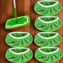 10 bucăți de mop reutilizabile de înaltă calitate, lavete de schimb lavabile, durabile, foarte absorbante, potrivite pentru curățare umedă și uscată - Cap de mop verde - Vizualizare 2