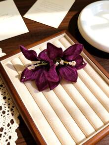 1pc Ethereal Artificial Lily Flower Hair Clip, Side Hair Clip For Beach Vacation, Photo Shoot, Wedding, Party, Sweet Girl Hair Accessory - Multicolor - View 14