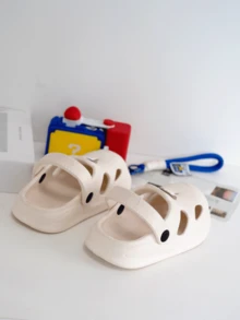 幼儿拖鞋，儿童透气防滑软底可爱图案闭趾卡通凉鞋，1-5岁宝宝学步鞋 - 米色 - 查看 4