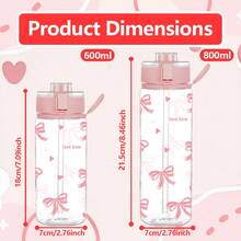 HILAKE 400/600/800ml Plastic Water Bottle – Sweet Pink Big Bow Design. Girly Pattern, Works As Portable Travel Cup, Outdoor On-The-Go Cup & Coffee Cup. A Premium Water Cup Essential For Office, Camping, Valentine's Day & Christmas - Multicolor - View 2