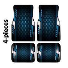 4pcs Car Floor Mats With Blue & Black Geometric Metal Print, Suitable For Various Car Models, All-Season, Fashionable & Minimalist, Easy To Install & Clean, Perfect Gift, Anti-Slip Mats, Universal Fit, Car Enthusiasts - Multicolor - View 3