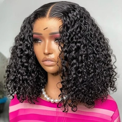 GABRIELLE 250 % Dichte, Deep Wave Lace Front Perücken aus Echthaar, vorgezupft, transparent, 13x6, 13x4, Deep Curly Lace Front Perücken aus Echthaar für Damen, sofort tragbar, 5x5, 9x6, 6x4, sofort tragbar, kleberlose Perücken aus Echthaar, vorgeschnittene lockige Lace Front Perücken aus Echthaar, tief gelockte Perücken für Damen, brasilianisches Haar, gebleichte Knoten, natürlicher Haaransatz, natürliche Farbe, 13x1 kurze Pixie Cut Perücke aus Echthaar