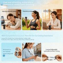 W&O 2026 Portable Fan, Handheld Fan, Neck Fan,Mini Fan,With Makeup Mirror,5000mAh 13H Long Lasting, 199 Speed Adjustable, LED Flashlight & SOS Light,Flashlight, Type-C Rechargeable, Ultra Quiet Mini Fan For Camping, Outdoor, Work, Travel, Dorm, Truck, Gift - White - View 7