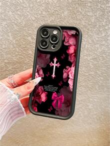 1pc Minimalist Elegant Cross Pattern Printed TPU Shockproof Phone Case, Suitable Compatible With Apple 17 Pro Max/17/16/15 Pro Max/15 Plus/15 Pro/15/14 Pro Max/14 Plus/14 Pro/14/13 Pro Max/Pro Max/12 Pro Max/12 Pro/12/11 Pro Max/11 - Black - View 4