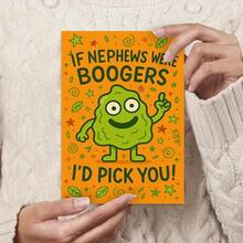 1pc Funny Nephew Greeting Card, Conveys Love And Humor, Suitable For Birthday Or Special Occasions, From Aunt/Uncle To Nephew, Includes Cute Cartoon Snot Character - View 8