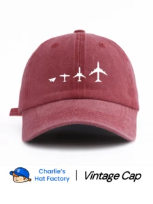 1 Stück Unisex Retro Gewaschen Baseball Kappe - Kreative Flugzeug Evolution Muster - Mehrere Vintage Farben erhältlich - Weich verstellbarer Kappe geeignet als Geschenk für Piloten, Reisende und Luftfahrtbegeisterte - Flugzeug - Übersicht 13