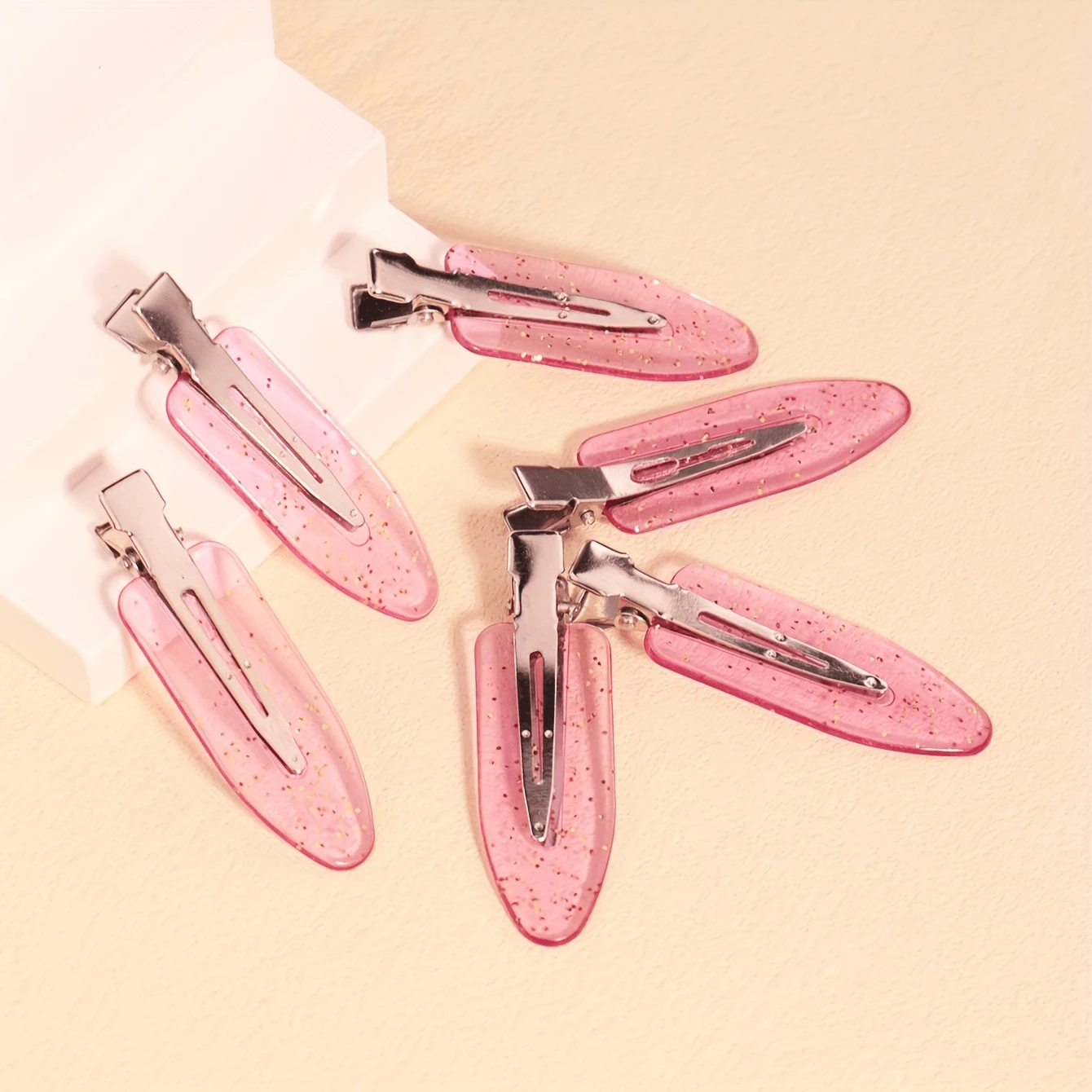 8个隐形刘海发夹，化妆夹，侧边发夹，发卡，发夹，适合女孩 - 粉色 - 查看 1