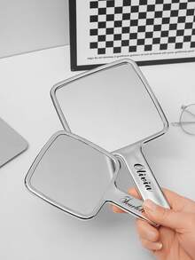 Customized Handle Mirror, Vintage Wavy Shaped Handheld Makeup Mirror, Portable Square Mirror, Birthday Gift For Friends, Girlfriend, Family - Multicolor - View 4