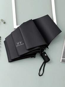 1pc Fully Automatic Umbrella, One-Click Open/Close, Highly Waterproof UPF50+ Black UV Protection Coating, Dual-Use Sun And Rain Umbrella, 210T Polyester Fabric, 8 Ribs, Casual Minimalist Style, Portable Travel Umbrella, Outdoor Sun Protection, Reverse Folding Umbrella, Beach Essential, Graduation Season, Summer Essential, Umbrella/Folding Umbrella/Windproof Umbrella/Folding Umbrella/Umbrella/Automatic Umbrella/UV Protection Umbrella - A - View 6