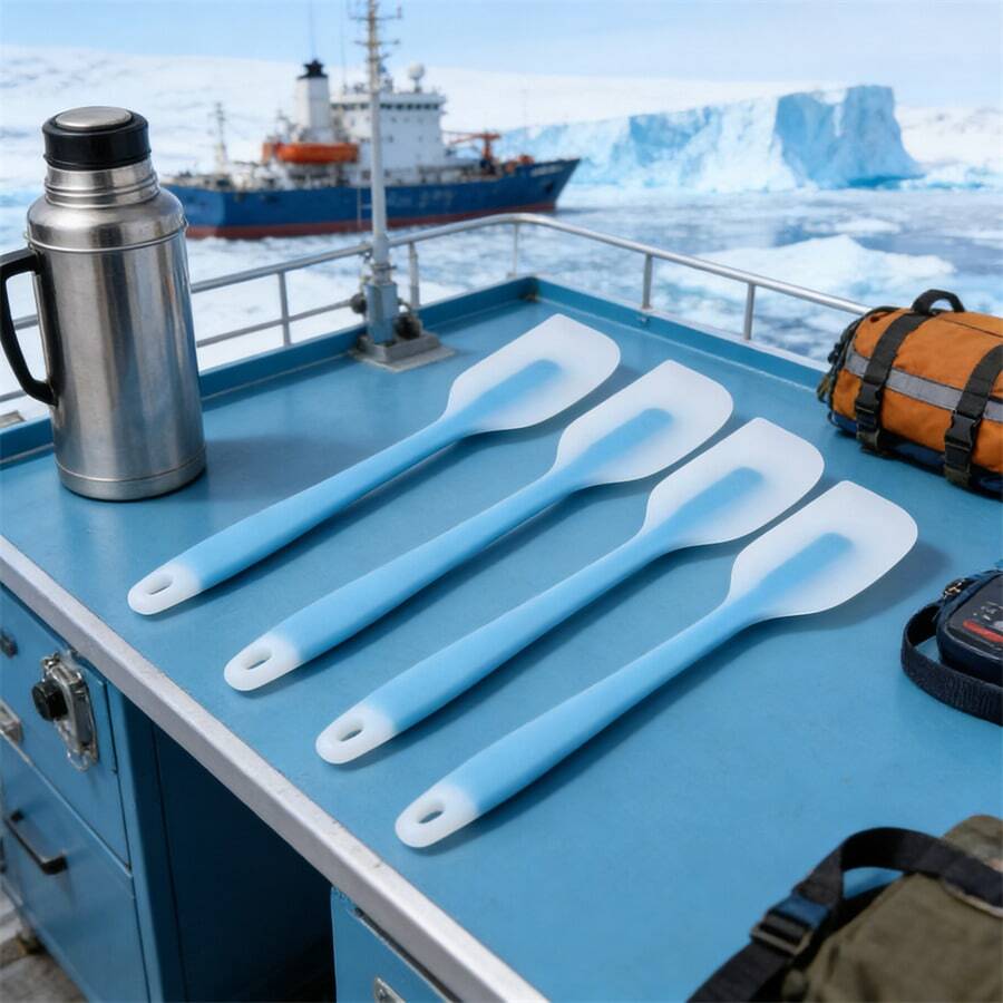 [2/4 Packs]Heat Resistant Silicone Spatula 450°F, Non-Stick Flexible Turner, Good Grip Kitchen Scraper, Seamless Baking/Cooking Utensil, Dishwasher (Blue/Lime) - Baby Blue - View 1