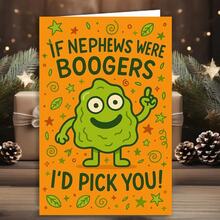 1pc Funny Nephew Greeting Card, Conveys Love And Humor, Suitable For Birthday Or Special Occasions, From Aunt/Uncle To Nephew, Includes Cute Cartoon Snot Character - View 6