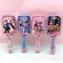(Random 1pc) K-POP Girl Group Square Air Cushion Hair Brush, Cartoon High-Gloss Long Handle Glitter Filled Hair Brush - Cute & Fashionable Beauty Lover's Gift, Helps Detangle Hair And Massage Scalp - Multicolor - View 4