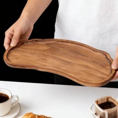 1 Khay gỗ hồng mộc tự nhiên - Đĩa tráng miệng, đĩa rau, khay ăn nhẹ, đĩa phục vụ, sự kết hợp hoàn hảo giữa trang trí nhà cửa và tính thực dụng, vật dụng gia đình đa chức năng, thích hợp để đựng trái cây, bánh ngọt, đồ ăn nhẹ, phô mai, tuyệt vời cho các buổi họp mặt gia đình, nhà hàng, tiệc tùng hoặc trà chiều, trưng bày thực phẩm và phục vụ khách, đồ dùng nhà bếp, trang trí nhà cửa.