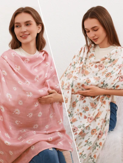 1pc Lightweight Floral Print Nursing Cover, Convenient Breathable Versatile Minimalist Design, Oeko-Tex Certified, For Daily Use