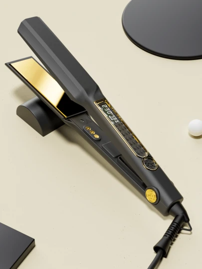 1个1.5英寸直板夹，离子直发器和卷发器二合一，配备3D陶瓷浮动面板，15档温度，适合所有发质，液晶显示屏，双电压，自动断电，女士礼物