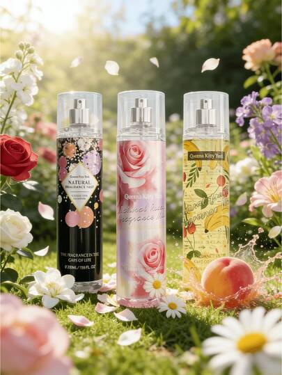 1瓶236毫升全新持久留香空气清新剂，天然持久留香，释放优雅香槟和水果香气，长达6小时的天然小苍兰、茉莉、洋甘菊、油桃香氛，适用于室内、衣橱、户外、约会、派对、度假、居家、办公室等场合，是圣诞节、情人节、母亲节、复活节、返校季、假日的理想之选。