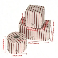 Nueva caja de pañuelos de estilo coreano simple y multicolor, diseño a rayas para sala de estar, exterior, cocina, cubierta de papel de pañuelos, bolsa de almacenamiento de tela - Caja de pañuelos - Ver 3