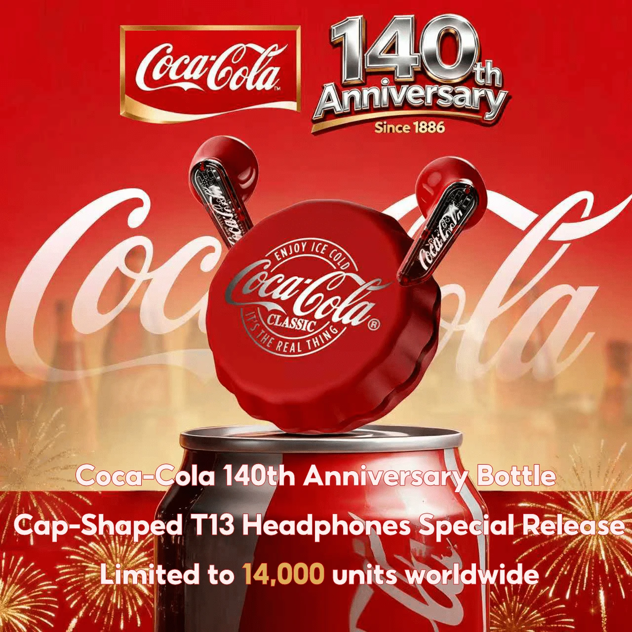 Coca Cola 可口可乐 T13 真无线蓝牙耳机，半入耳式设计 | 13mm 动圈单元 | ENC 降噪 | 蓝牙 5.4 | 15 小时超长续航 | 触控操作 | Type-C 快速充电 - 查看 1