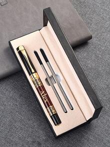 Juego de bolígrafos de metal con perlas y texto/logotipo personalizado, con recambio y caja de regalo. Bolígrafo de firma neutro de alta gama, regalo ideal para padrinos de boda, bolígrafo de negocios con diseño calado de metal, bolígrafo de caligrafía para estudiantes, bolígrafo de firma de oficina con textura de madera para adultos, regalo perfecto para maestros, padres, amigos, novio y padrinos. - Multicolor - Ver 4