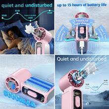 W&O 2026 New Portable Fan,Desktop Fan, Handheld Fan, Neck Fan,Mini Fan, With Makeup Mirror,5000mAh 13H Long Lasting, 199 Speed Adjustable, LED Flashlight & SOS Light, Type-C Rechargeable, Ultra Quiet Mini Fan For Camping, Outdoor, Work, Truck, Gift - Pink - View 8