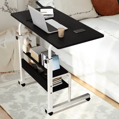 Rollwagen mit zusammenklappbarem Schreibtisch und mobiler Basis geeignet für Nacht, Sofa, Home Office, Montage, höhenverstellbarer Aufrechter Tisch