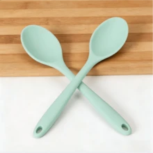 2/4/6PCS Fluorescent Pink/Green Soft Silicone Cooking Spoon Set, Nonstick Heat Resistant Kitchen Utensils, Mixing Serving Spoons, Must-Have Gadgets - Pink - View 8