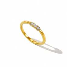 1枚经典简约水钻不锈钢戒指，蝴蝶和仿珍珠开口戒指 - 金色 - 查看 13