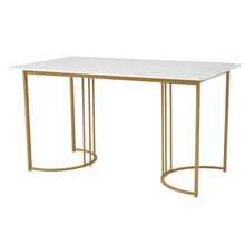 Dining Chair Set (140*80*75 Cm Dining Table With 4 Chairs), Modern Kitchen Dining Chair Combination, Dark Green Velvet Dining Chair, Upholstered Designer Chair With Backrest, White MDF Tabletop, Gold Table Legs - Green - View 8