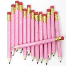 25支粉色爱心迷你派对礼品铅笔，白色铅笔，小白铅笔，游戏铅笔，新娘送礼会铅笔，高尔夫铅笔 - 粉色 - 查看 2