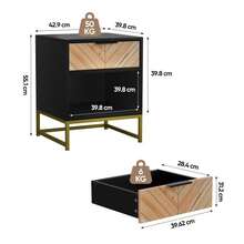 Modern Bedside Table With A Drawer And An Open Compartment For The Living Room, Bedroom And Hallway, Dimensions 43 X 40 X 55 Cm, Set Of 1 - 黑色 - 查看 9