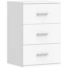 Three-Drawer Bedside Table, Bedroom Side Table, MDF, White - White - View 7