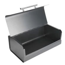 Simple Bread Box Rectangle Bread Bin Food Storage Container Kitchen Desktop Organizer With Lid - Black - View 7