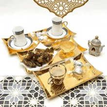 WINON 1 bandeja de servir de alta qualidade com estampa de zebra de 9, 11 e 13 polegadas, adequada para decoração de casa, aromaterapia, bandeja de restaurante, etc. - Ouro - Ver 3