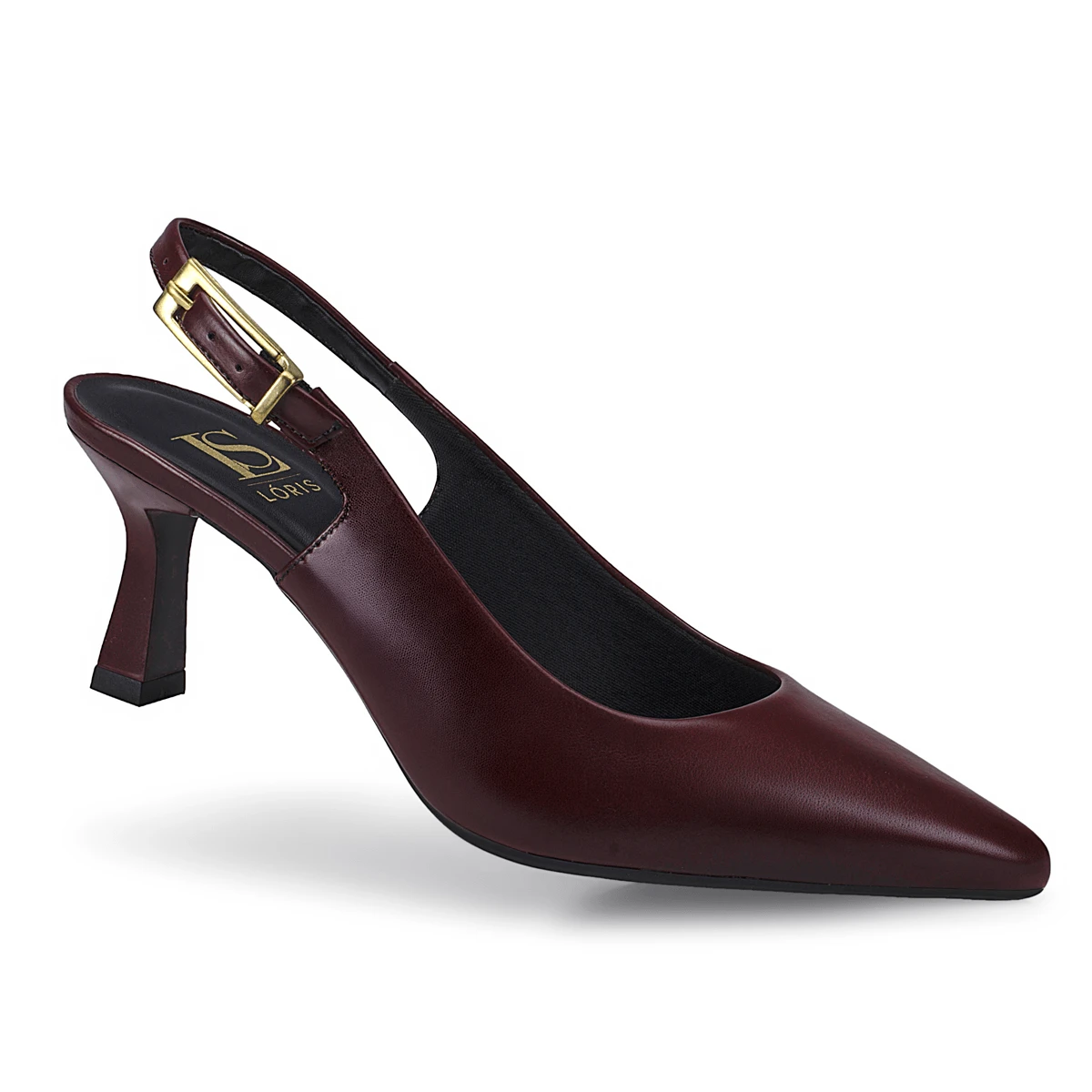 Loris Shoes Oficial Women's Slingback Pump With Medium Stiletto Heel And Buckle On The Upper - Elegant And Dressy 028 - 紅木色 - 查看 1