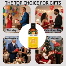 100ml/3.4oz, 30ml/1.0oz Aceite esencial de madera cítrica, difusor, aceite de masaje, difusor de fragancia para el hogar, set de regalo para el cuidado facial - Sabor a madera de cítricos - Ver 5