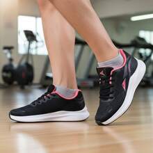Women's Sneakers: Comfortable And Lightweight For Running And Gym - Black/Pink - View 5