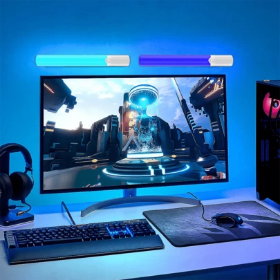 1pc/2pcs RGB Ambient Sensing Light, USB Rechargeable LED Human Body Sensing Night Light, Dimmable, Suitable For Home Decoration, Cabinets, Kitchens, Bedrooms, Game Rooms, Parties, Camping (1200mAh)